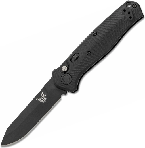 Couteau pliant tactique automatique Benchmade Mediator, entièrement noir, 8,4 cm, G10