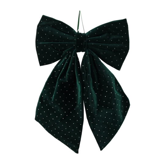 Noeud de Noël vert avec strass décoratifs 40 × 65 cm
