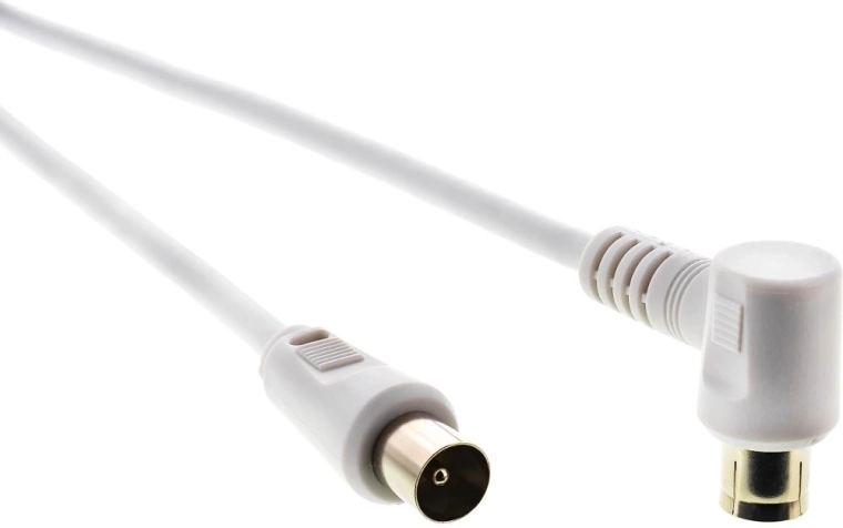 Câble coaxial d’antenne SENCOR fiche–prise à 90° 10 m blanc