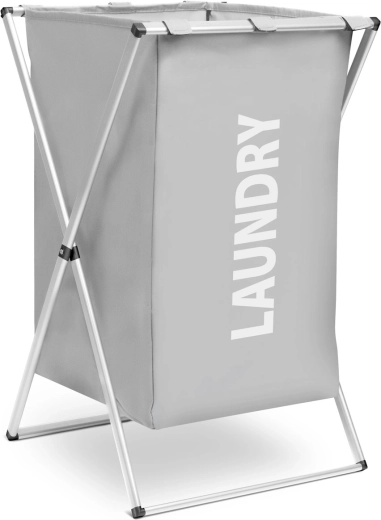Panier à linge textile avec cadre métallique pliable