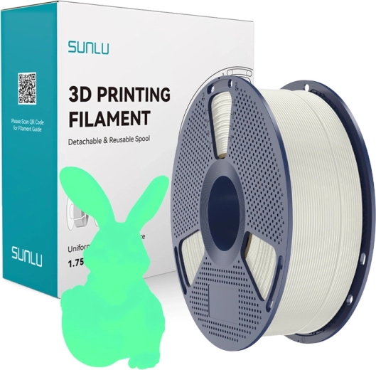 Filament Sunlu PLA phosphorescent dans le noir blanc-vert