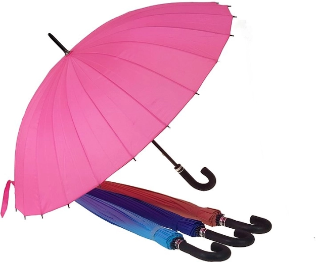 Parapluie long avec poignée en forme de J