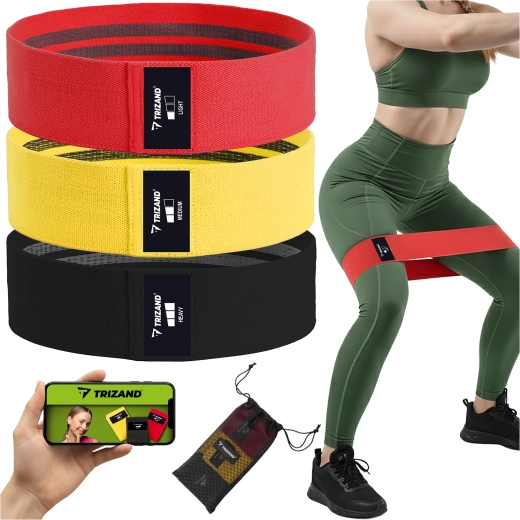 Trizand – set de bandes de résistance en tissu, 3 pcs, avec plan d’entraînement via QR
