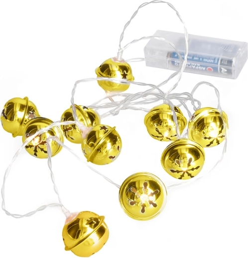 Guirlande de Noël LED Solight avec grelots 10 LED dorée 1,5 m à piles