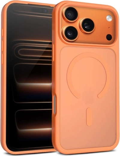 Étui hybride magnétique mat MagSafe pour iPhone 17 Pro orange