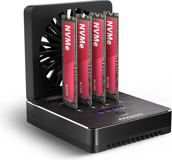 Station d’accueil USB4 Axagon pour 4× SSD M.2 NVMe avec clonage hors ligne