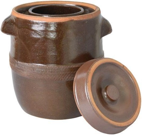 Tonneau en céramique pour choucroute 5 l avec couvercle