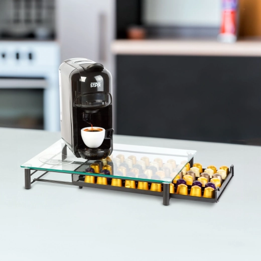 Support métallique pour capsules de café Nespresso, 60 capsules, noir