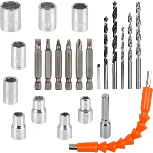 Mallette et accessoires, y compris une rallonge flexible