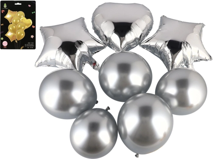 Set de ballons gonflables avec cœur, étoiles et ballons ronds – 8 pcs, 2 couleurs