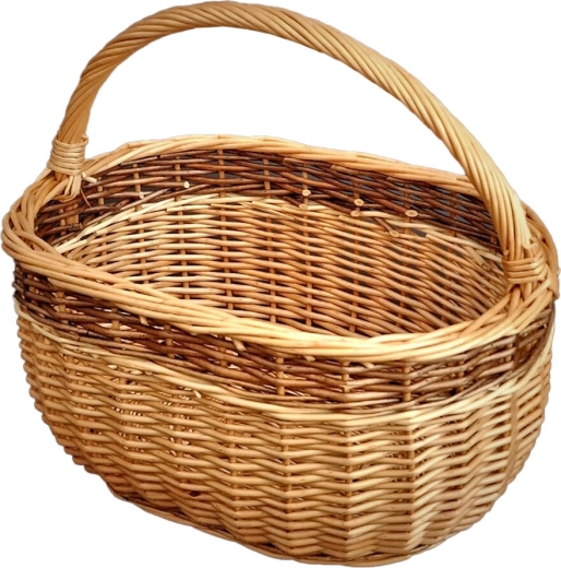 Panier oval en osier 36 × 25 × 30 cm, verni, avec anse longitudinale