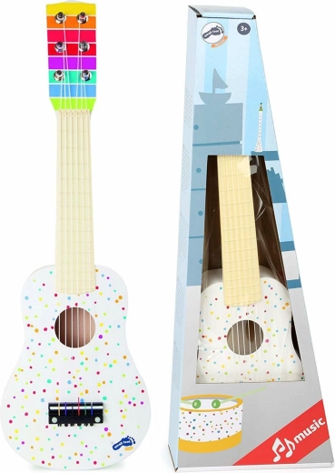 Guitare classique en bois pour enfants blanche à pois Small Foot