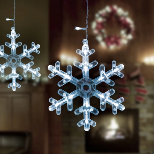 Rideau lumineux LED avec flocons de neige, 3 × 0,75 m, 224 LED blanc froid