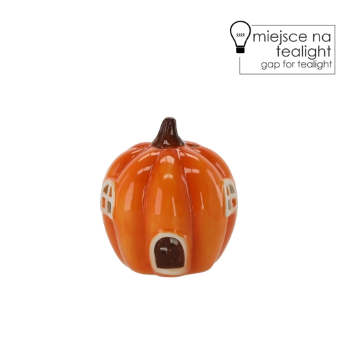 Figurine de jardin en forme de maison citrouille avec photophore