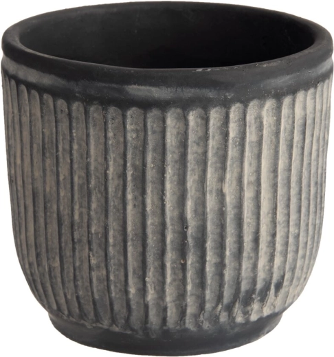 Cache-pot RELIEF en ciment noir 14 × 14 × 13 cm