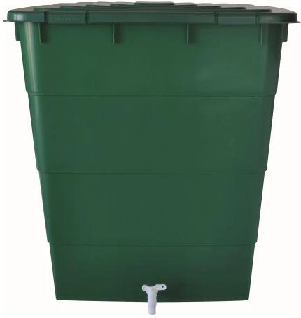 Fût en plastique pour eau de pluie 200 l, rectangulaire, avec robinet et couvercle