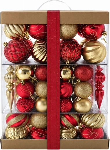 Ensemble de décorations de Noël brillantes incassables - 72 pièces