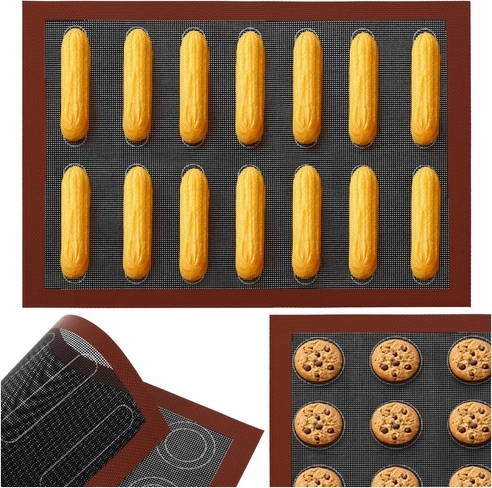 Tapis de cuisson en silicone perforé 30 × 40 cm RUHHY, recto-verso, réutilisable