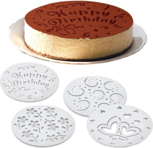 Pochoirs pour décoration de gâteaux – lot de 4 motifs, 20 cm