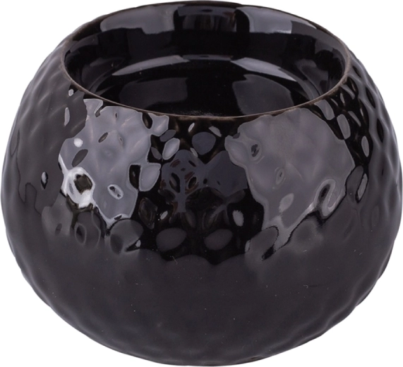 Bougeoir en porcelaine noir avec relief 8,5 × 8,5 × 6 cm