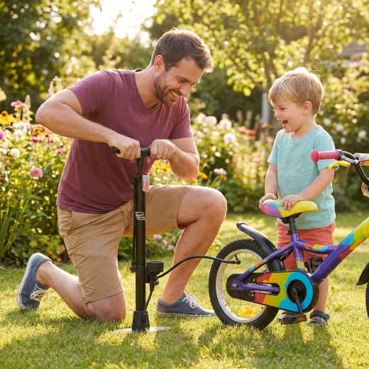 Pompe à vélo d'atelier WheelZone avec manomètre, noire