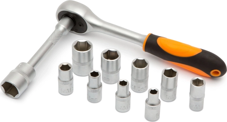 Jeu de clés à douilles avec cliquet 1/4" – 12 pièces