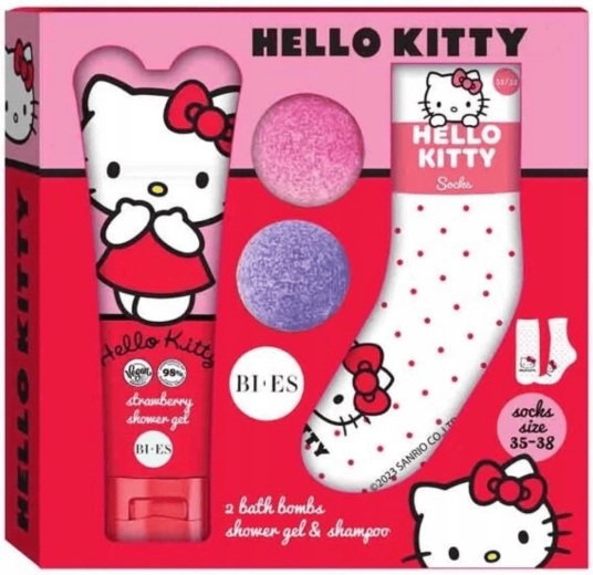 Coffret cadeau Hello Kitty pour le bain et la douche avec shampooing et chaussettes