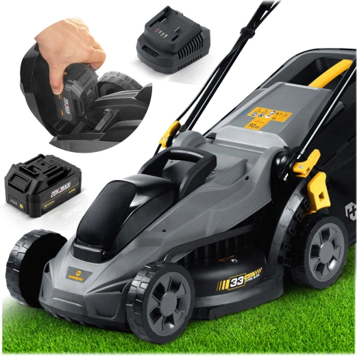 Tondeuse à gazon sur batterie Humberg 33 cm avec moteur sans balais 20 V