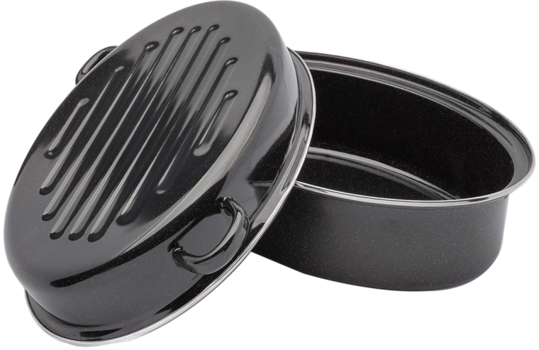 Rôtissoire ovale émaillée Tadar avec couvercle et grille 32 cm