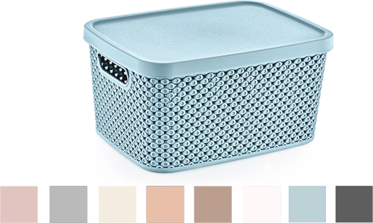 Panier en plastique avec couvercle Diamond 3,5 l – boîte de rangement bleue pour salle de bain et maison