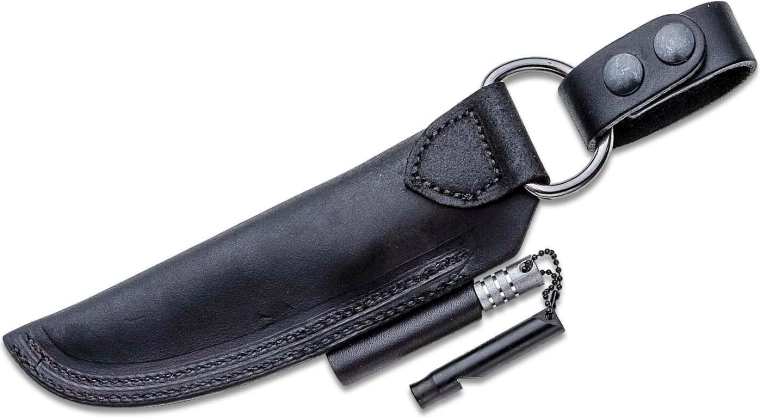 Étui en cuir avec firesteel et sifflet