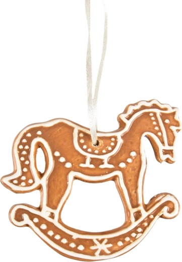 Décoration suspendue en céramique : petit cheval en pain d’épices