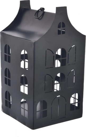 Petite maison en métal pour bougie noire