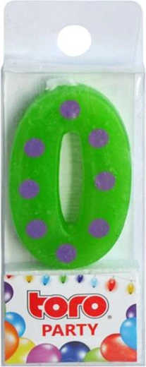 Bougie d’anniversaire pour gâteau chiffre 0 TORO à piquer 4,5 cm