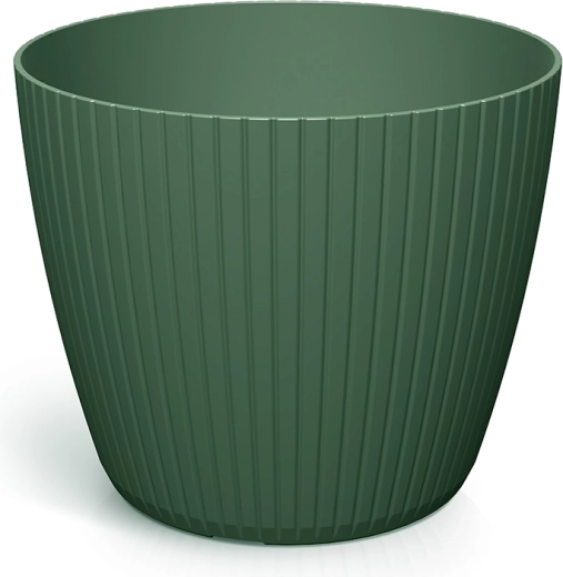 Cache-pot Lamia 15,8 cm vert foncé – cache-pot en plastique nervuré pour plantes