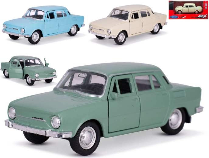 Modèle métallique de voiture Škoda 100 Welly 1:34–39 avec mécanisme à rétrofriction