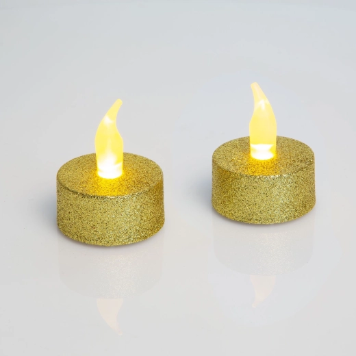 Bougie chauffe-plat LED argentée avec piles - 1 pièce