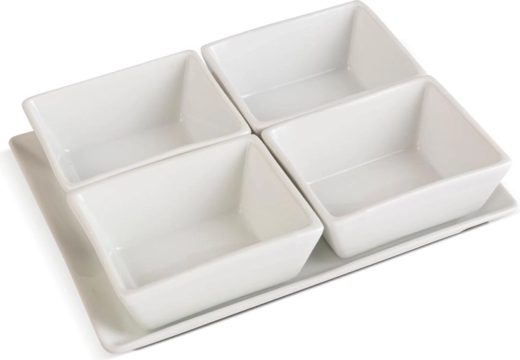 Lamart Dine set de bols avec plateau en bois, 4 pièces