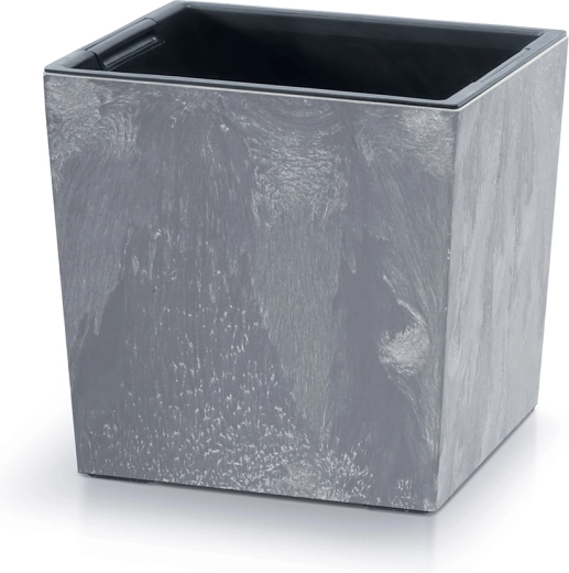 Pot URBI Square Low avec effet béton, insert 24 cm, marengo