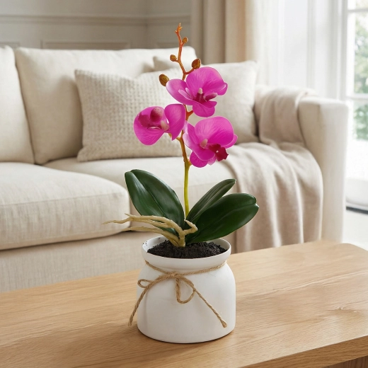 Orchidée décorative artificielle en pot - 1 pièce
