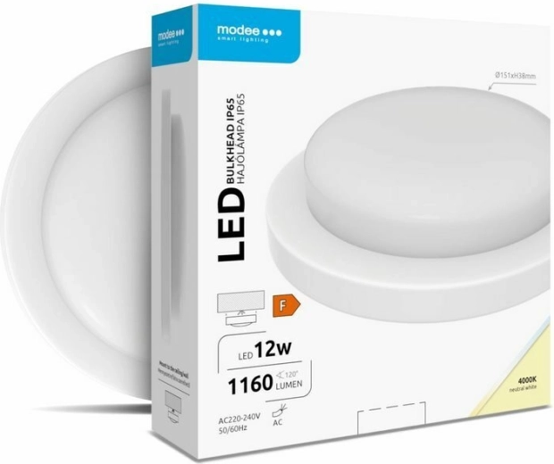 Plafonnier/applique LED ronde Modee Bulkhead 12 W 4000 K, blanc