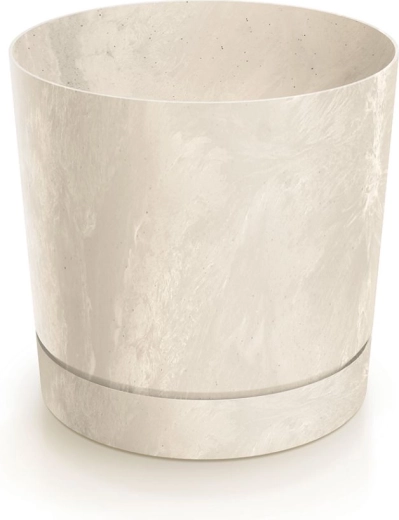 Cache-pot Tubo P effet béton 39 cm crème
