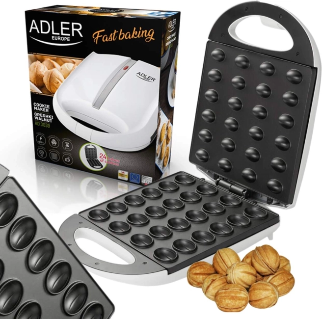 Adler AD 3039 Appareil électrique pour cuire des biscuits en forme de noix, 24 pièces, XL, 1600 W