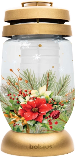 Lanterne funéraire Bolsius avec motif de fleur rouge 22 cm - 1 pièce
