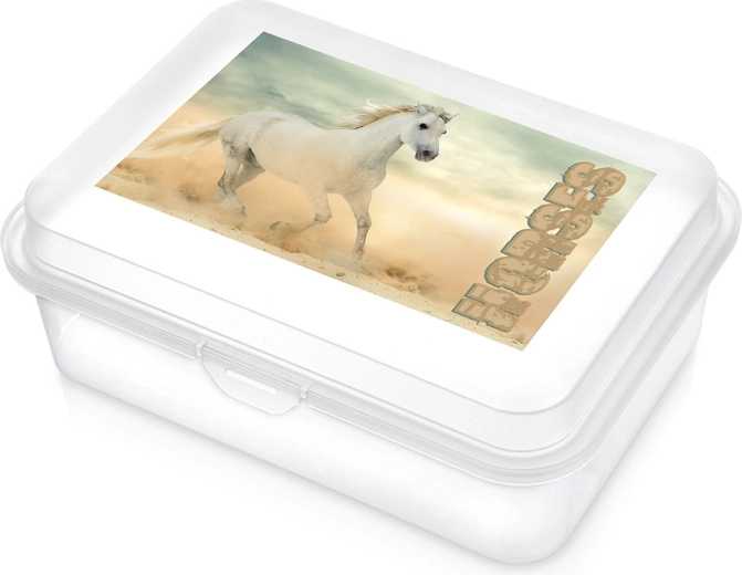 Boîte à goûter transparente avec motif chevaux 750 ml