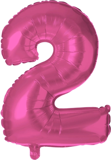 Ballon en aluminium TORO chiffre 2, 30 cm – Rose