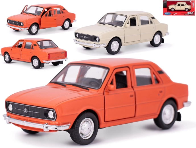 Modèle métallique de voiture Škoda 105L 1976 avec mécanisme à rétrofriction – Welly 1:36