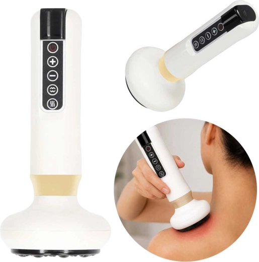 Appareil de massage électrique manuel avec fonction ventouses chinoises, USB, blanc