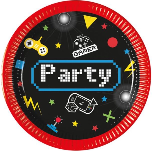 Assiettes en papier Gamer 20 cm, 8 pcs