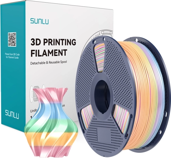 Sunlu PLA+ silk filament arc-en-ciel 04 1,75 mm 1 kg